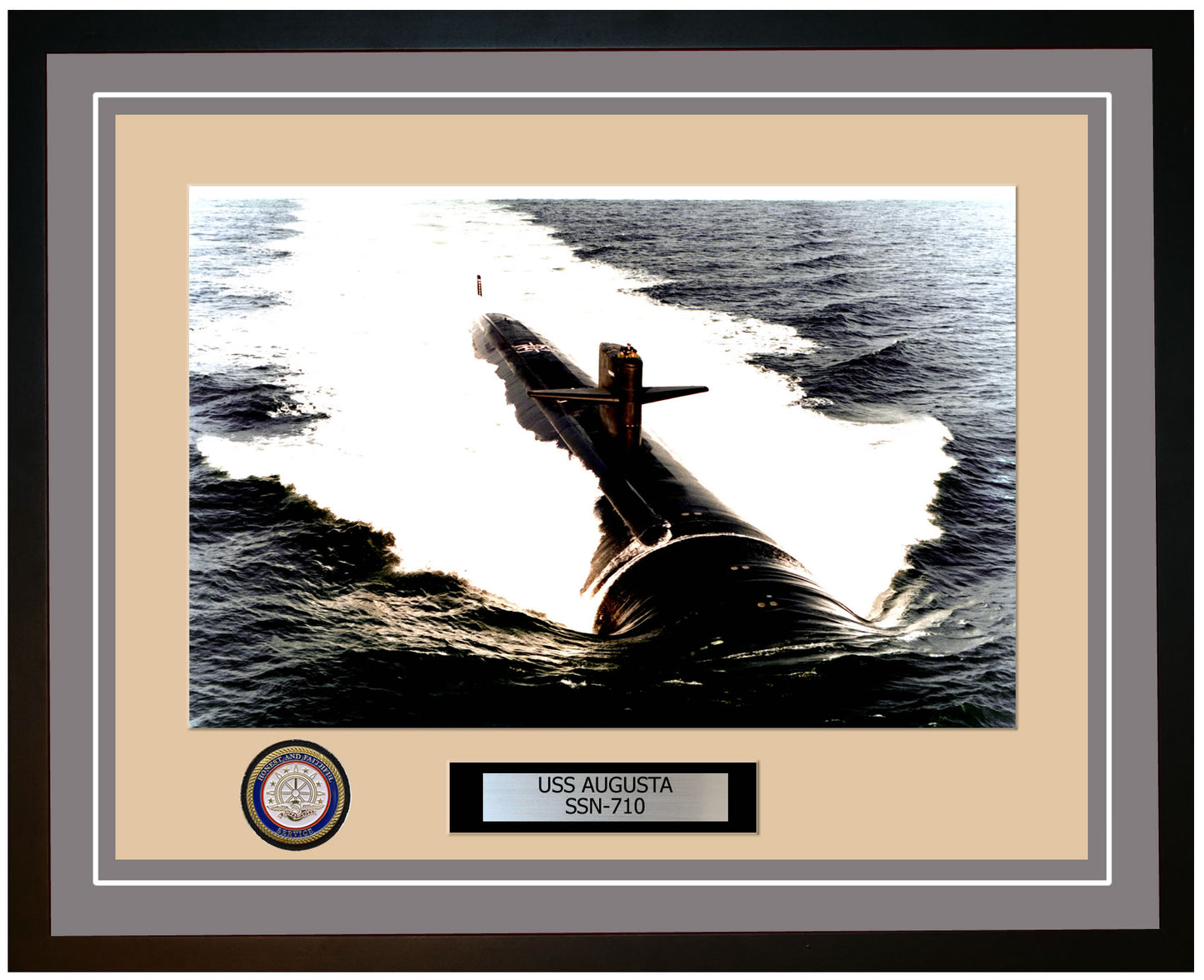 USS Augusta SSN-710 Framed Navy Ship Photo Grey