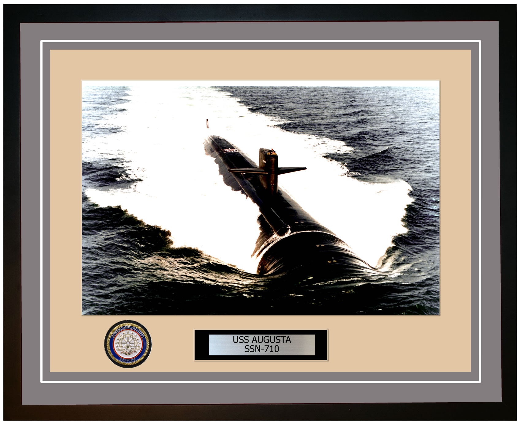 USS Augusta SSN-710 Framed Navy Ship Photo Grey