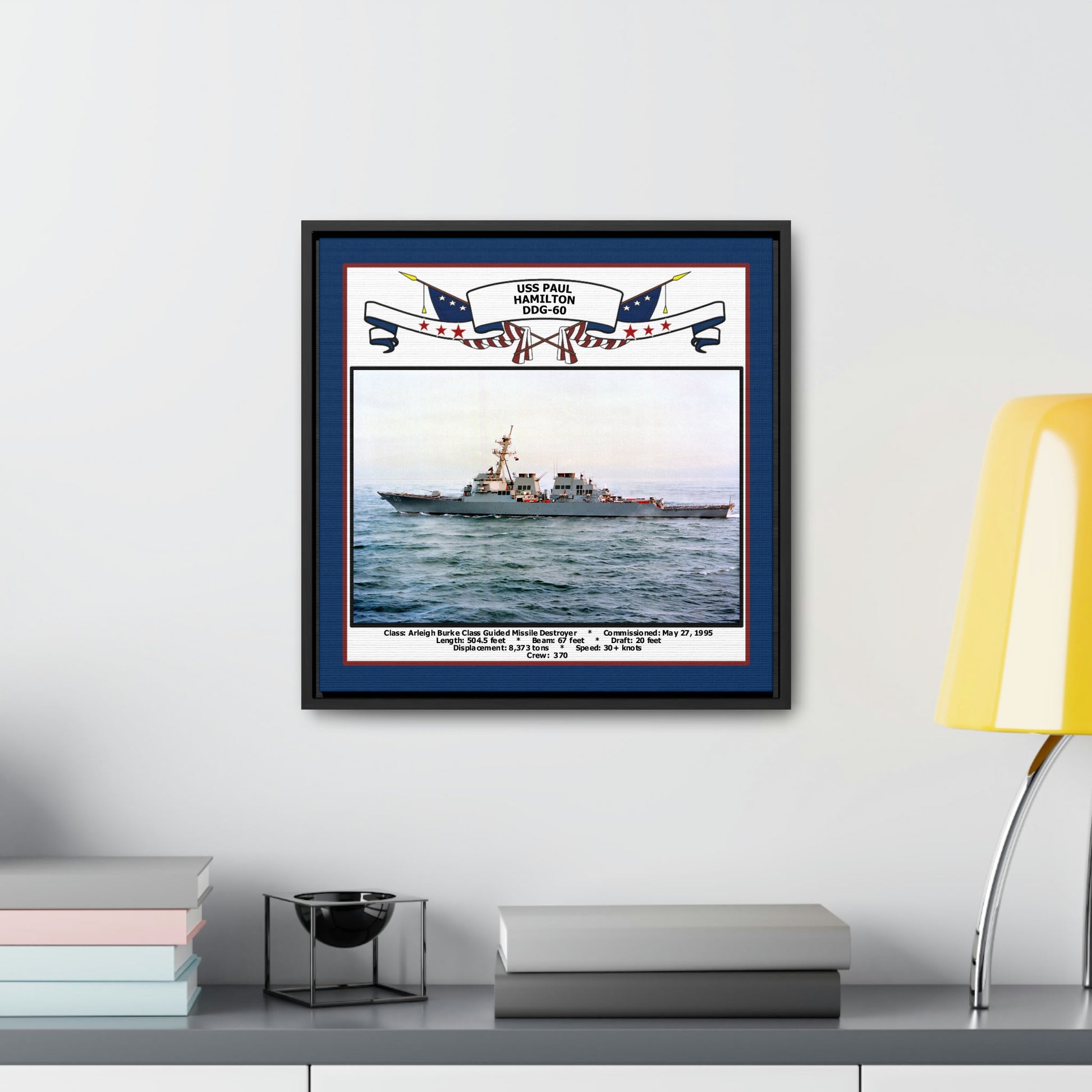 USS Paul Hamilton DDG-60 Navy Floating Frame Photo Desk View