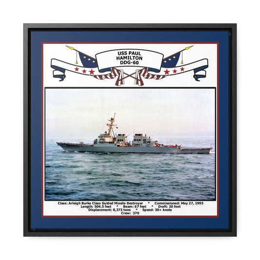 USS Paul Hamilton DDG-60 Navy Floating Frame Photo Front View