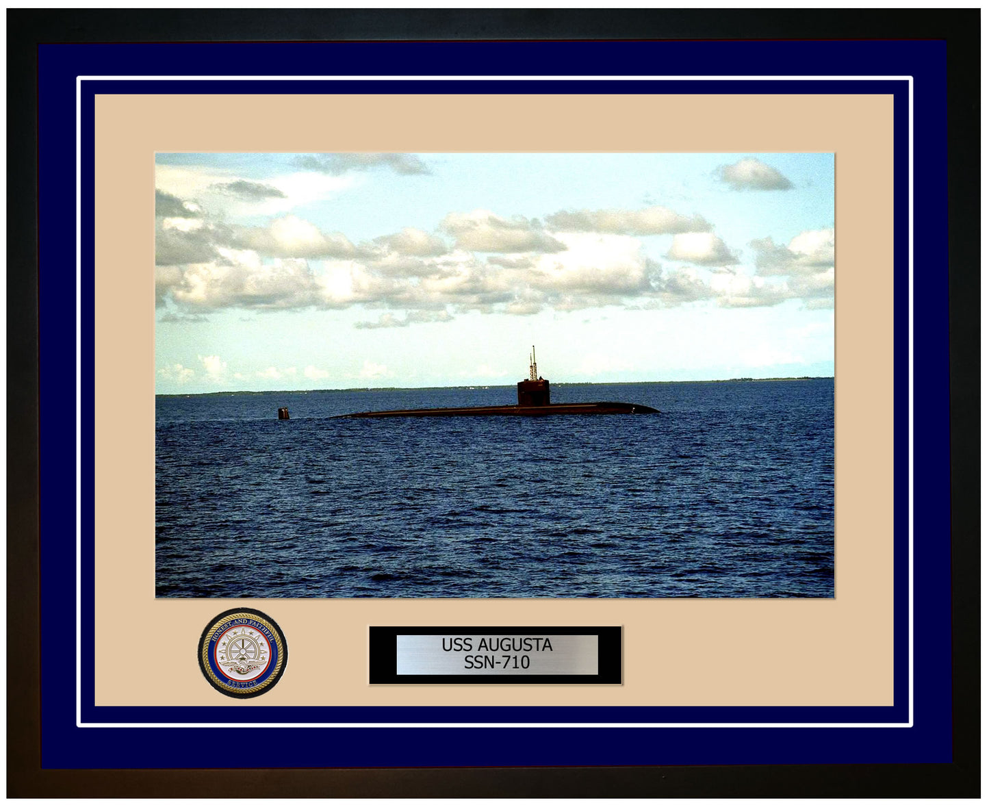 USS Augusta SSN-710 Framed Navy Ship Photo Blue