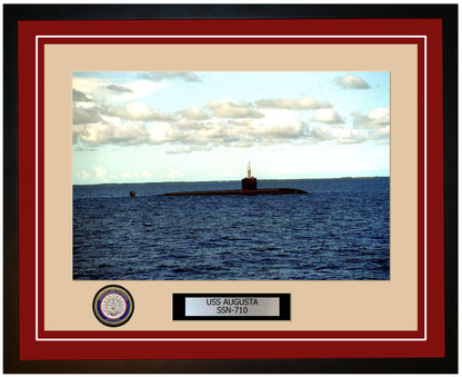USS Augusta SSN-710 Framed Navy Ship Photo Burgundy