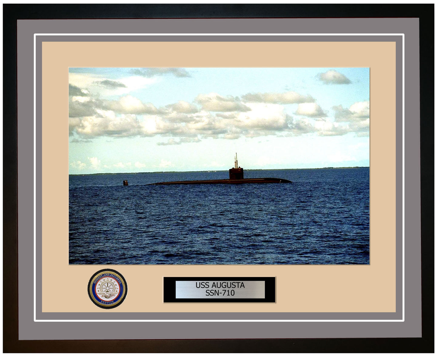 USS Augusta SSN-710 Framed Navy Ship Photo Grey