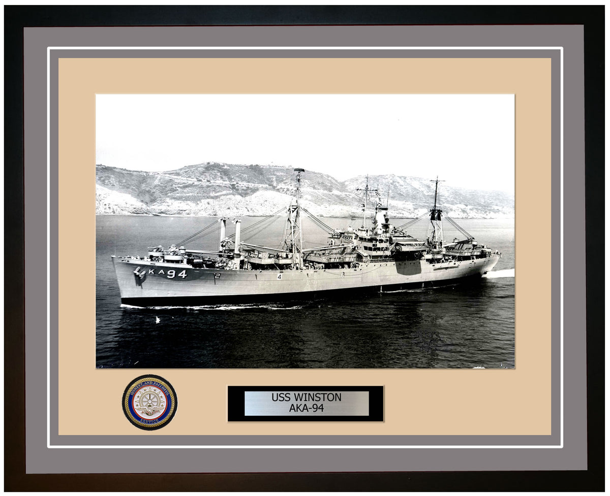 USS Winston AKA-94 Framed Navy Ship Photo Grey