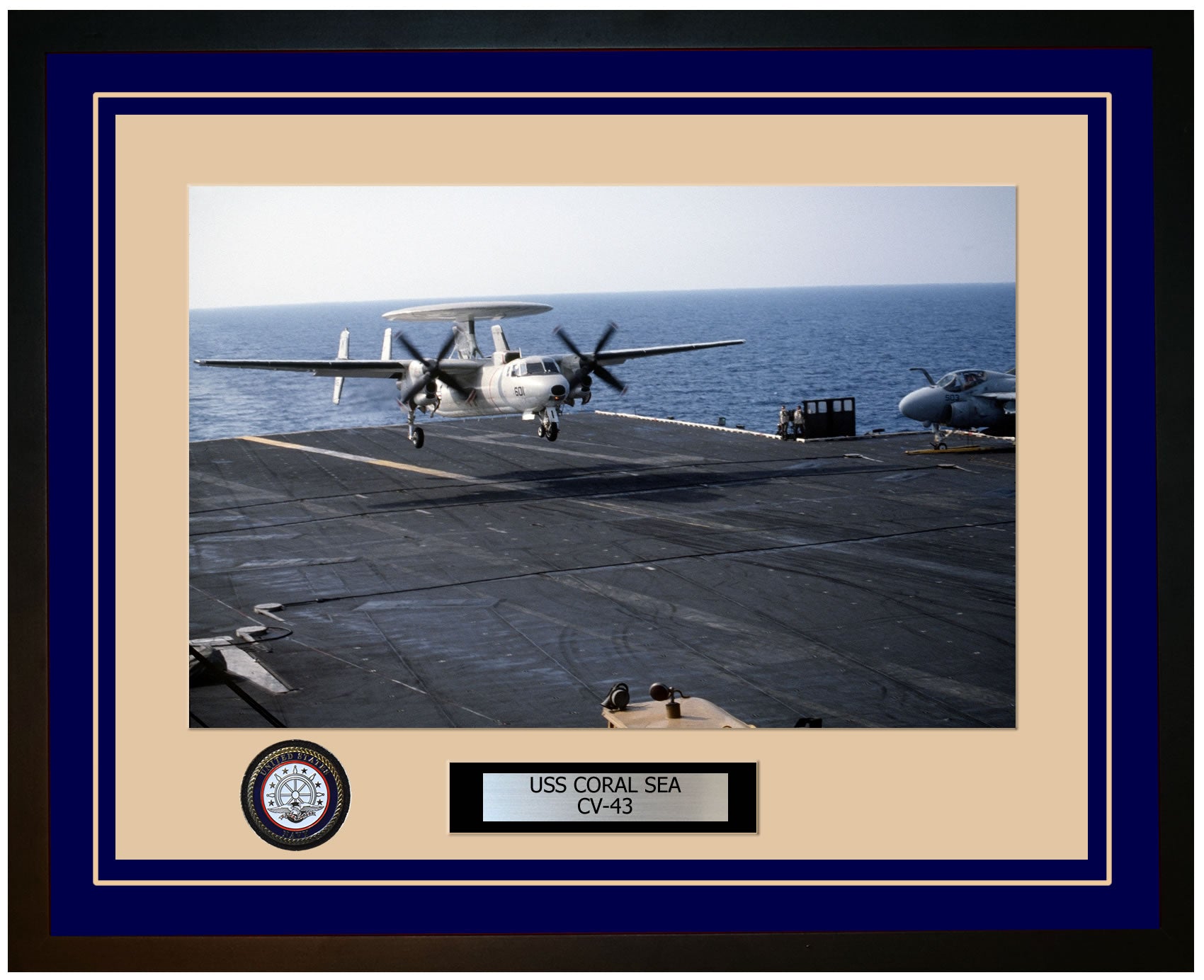USS CORAL SEA CV-43 Framed Navy Ship Photo Blue