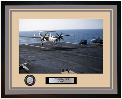 USS CORAL SEA CV-43 Framed Navy Ship Photo Grey