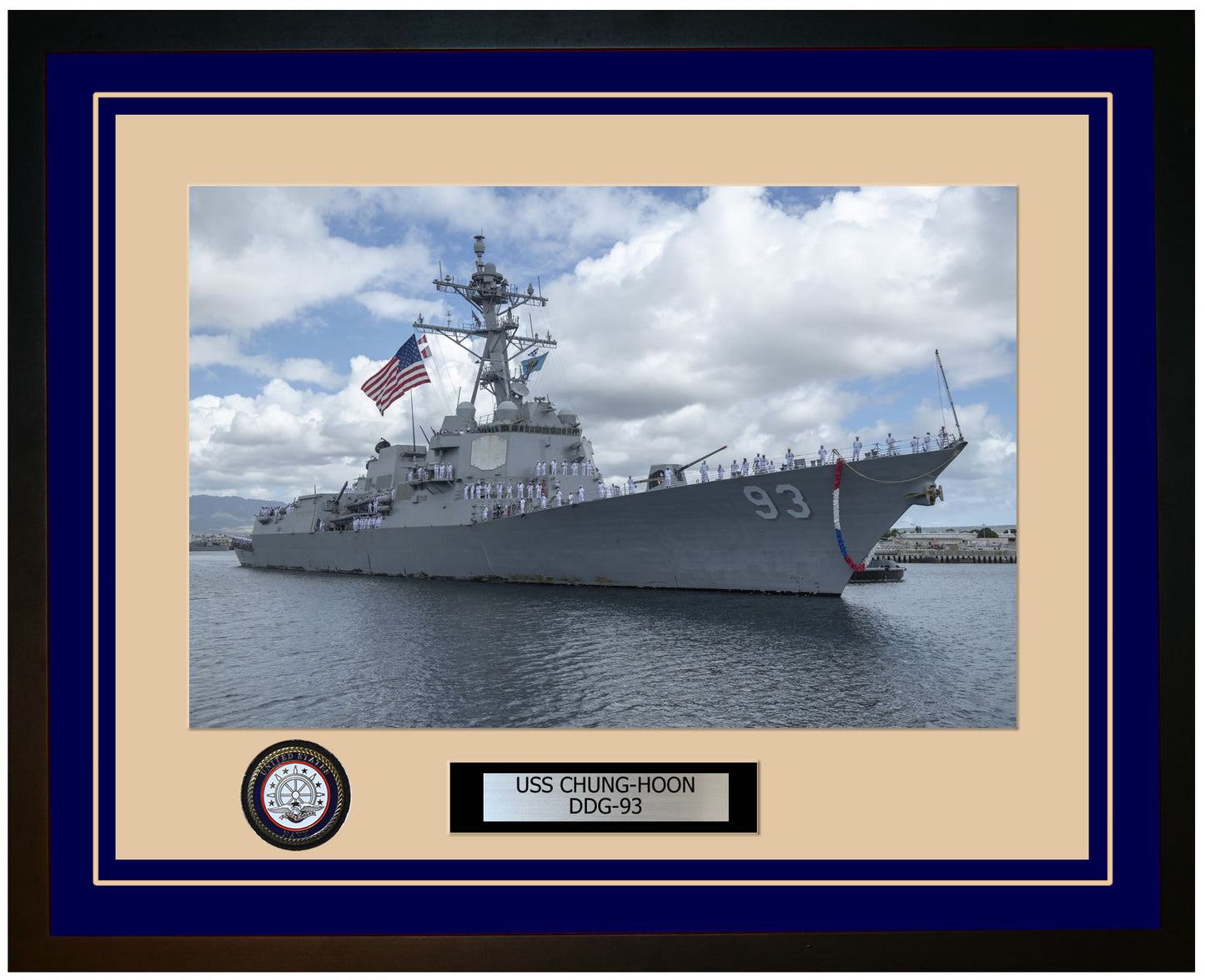 USS CHUNG-HOON DDG-93 Framed Navy Ship Photo Blue