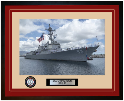 USS CHUNG-HOON DDG-93 Framed Navy Ship Photo Burgundy