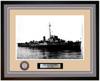 USS Jacob Jones DE-130 Framed Navy Ship Photo Grey