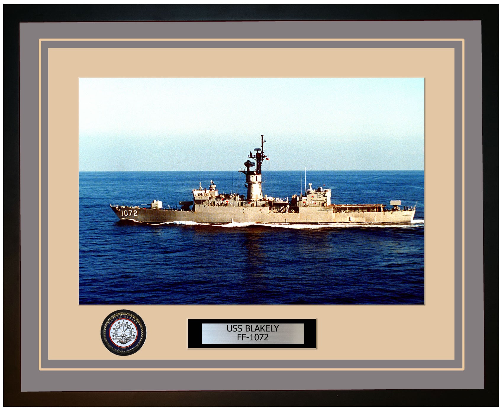 USS BLAKELY FF-1072 Framed Navy Ship Photo Grey