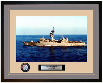 USS BLAKELY FF-1072 Framed Navy Ship Photo Grey