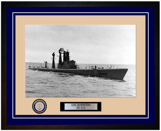 USS Burrfish SS-312 Framed Navy Ship Photo Blue