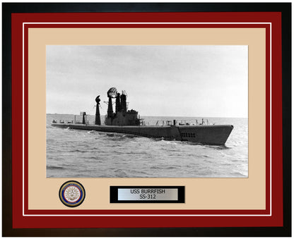 USS Burrfish SS-312 Framed Navy Ship Photo Burgundy