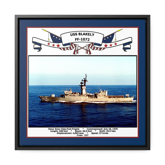USS Blakely FF-1072 Navy Floating Frame Photo Front View