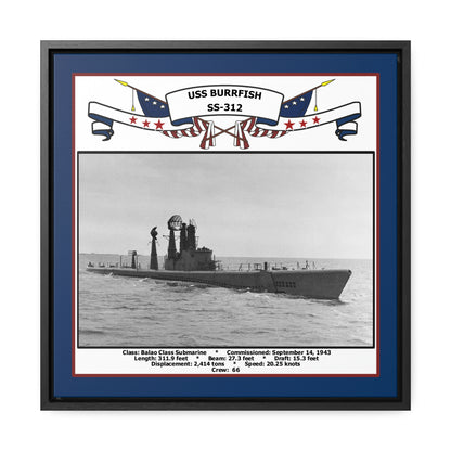 USS Burrfish SS-312 Navy Floating Frame Photo Front View