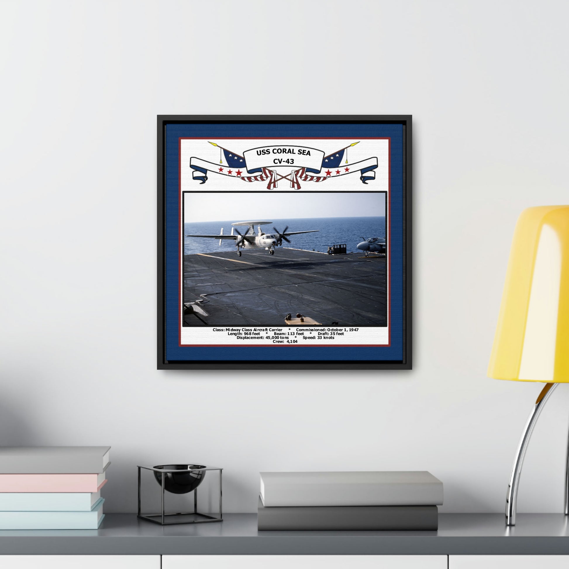USS Coral Sea CV-43 Navy Floating Frame Photo Desk View
