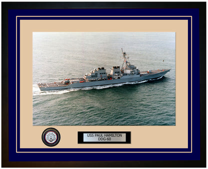 USS PAUL HAMILTON DDG-60 Framed Navy Ship Photo Blue
