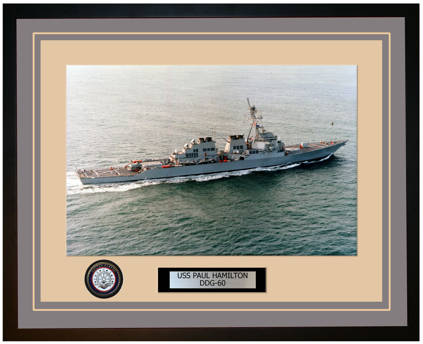 USS PAUL HAMILTON DDG-60 Framed Navy Ship Photo Grey
