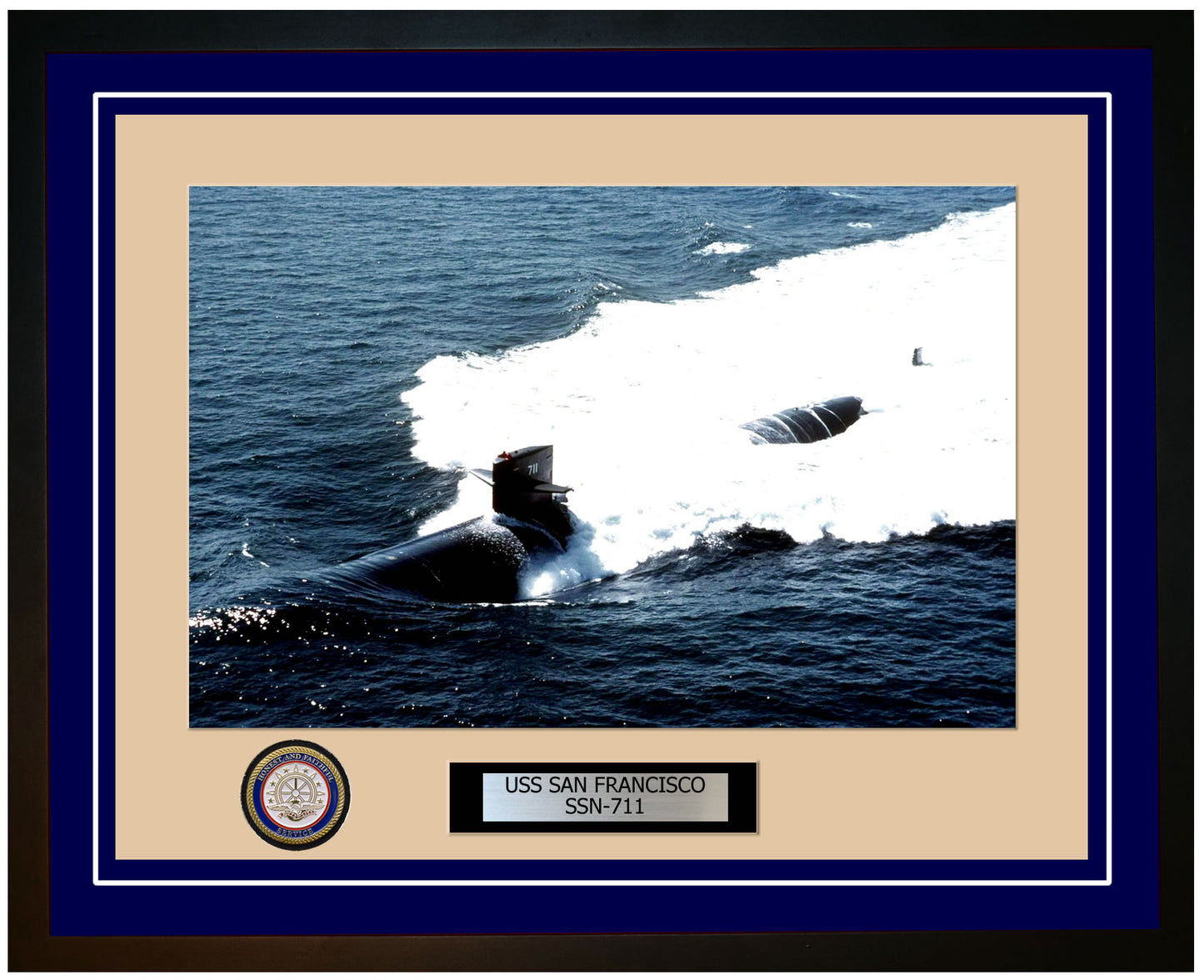 USS San Francisco SSN-711 Framed Navy Ship Photo Blue