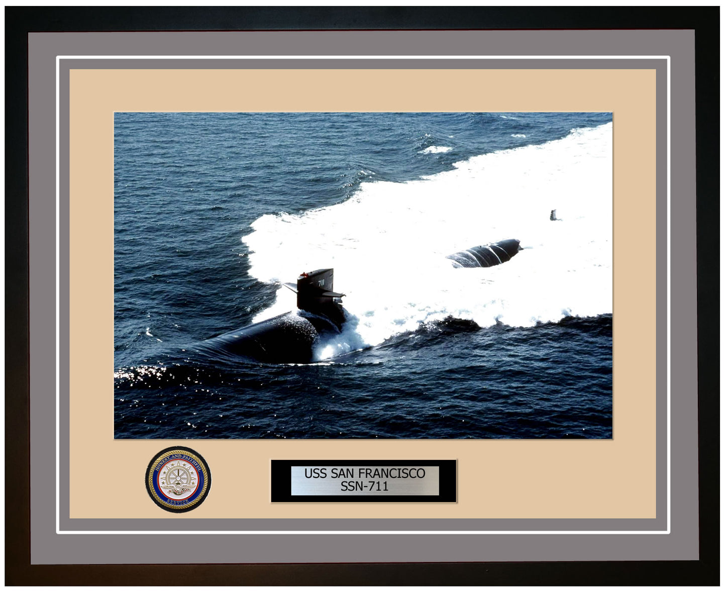 USS San Francisco SSN-711 Framed Navy Ship Photo Grey