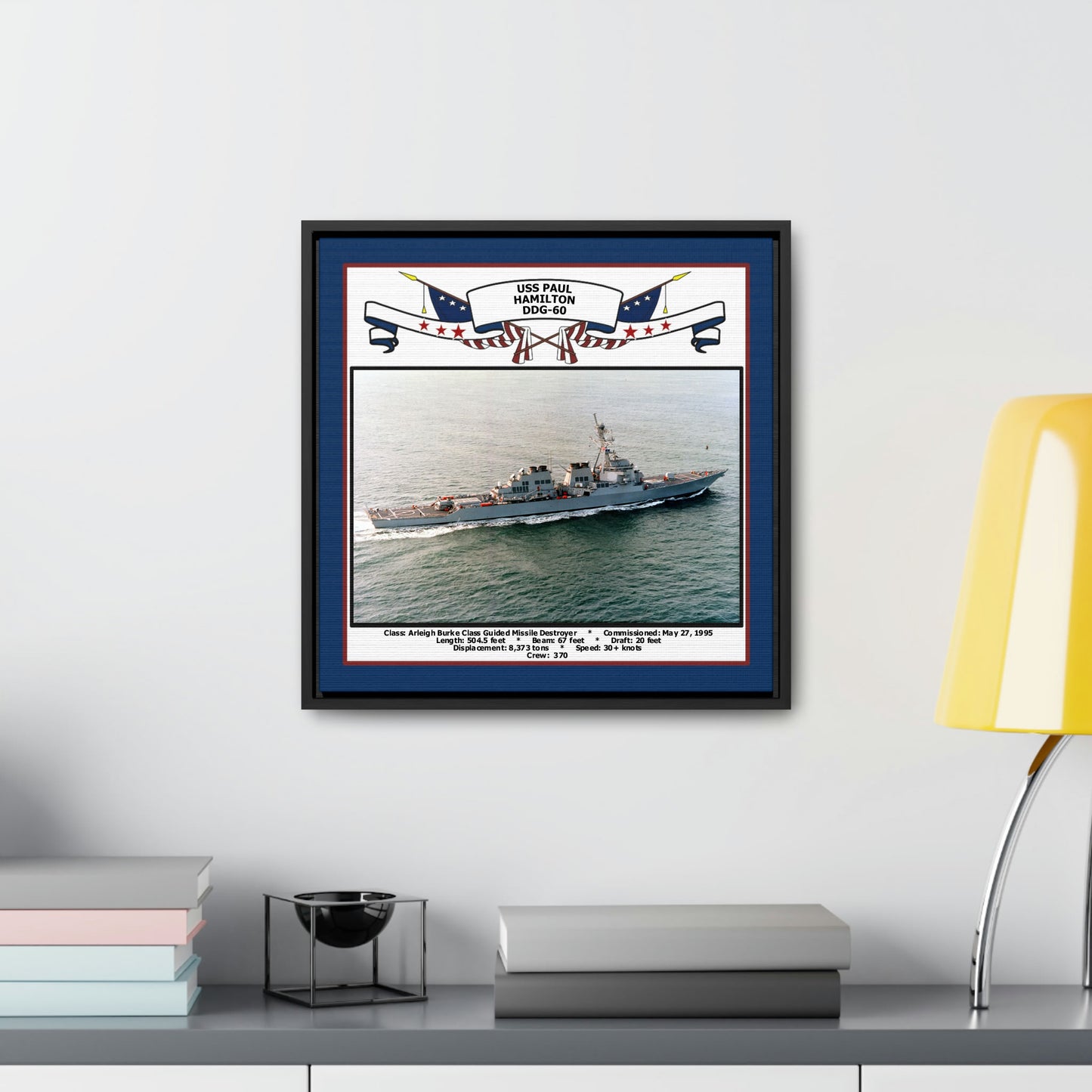USS Paul Hamilton DDG-60 Navy Floating Frame Photo Desk View