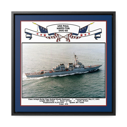 USS Paul Hamilton DDG-60 Navy Floating Frame Photo Front View