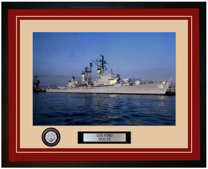 USS KING DLG-10 Framed Navy Ship Photo Burgundy