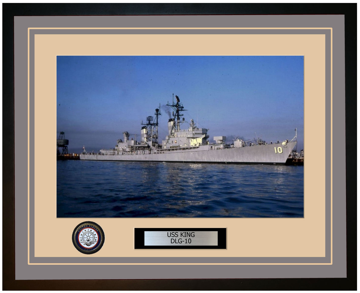 USS KING DLG-10 Framed Navy Ship Photo Grey