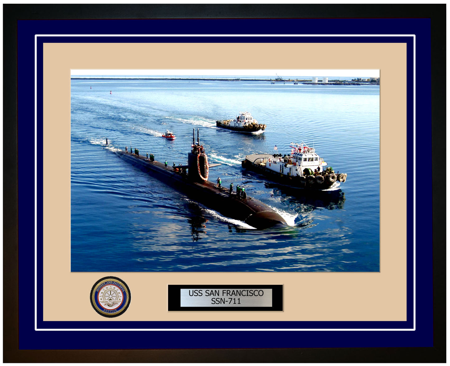USS San Francisco SSN-711 Framed Navy Ship Photo Blue