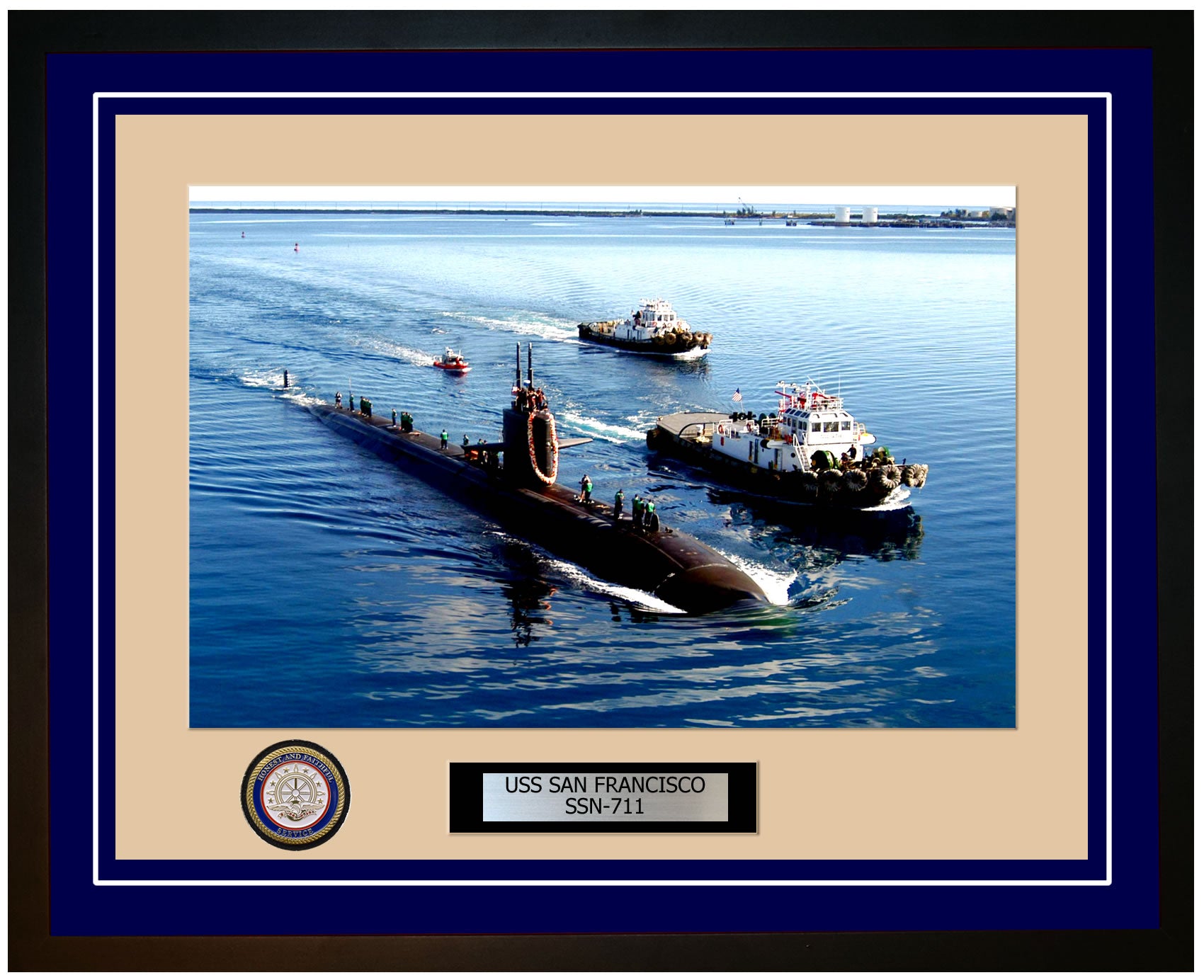 USS San Francisco SSN-711 Framed Navy Ship Photo Blue