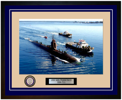 USS San Francisco SSN-711 Framed Navy Ship Photo Blue