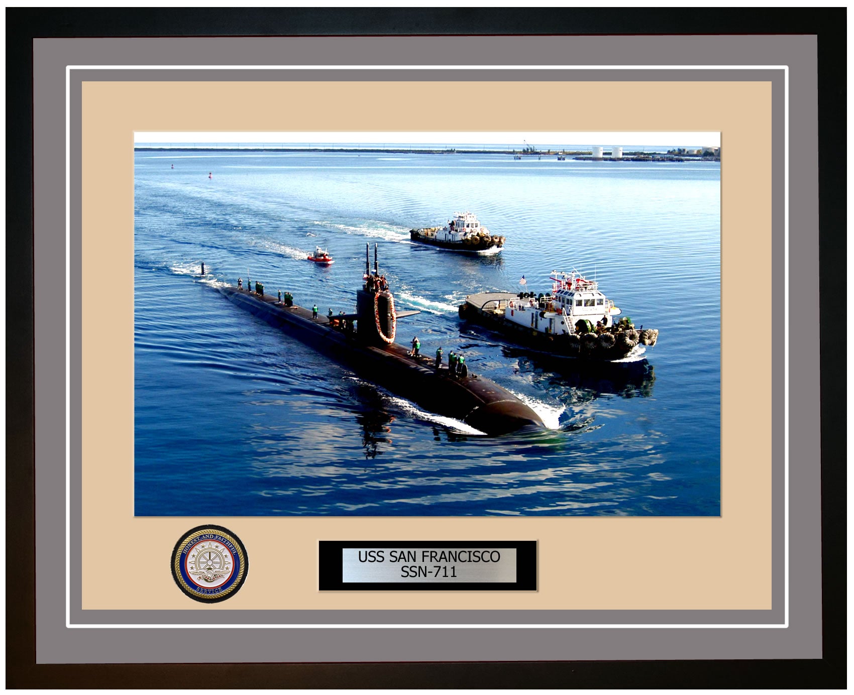 USS San Francisco SSN-711 Framed Navy Ship Photo Grey