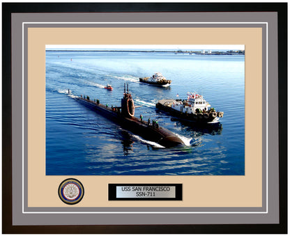 USS San Francisco SSN-711 Framed Navy Ship Photo Grey