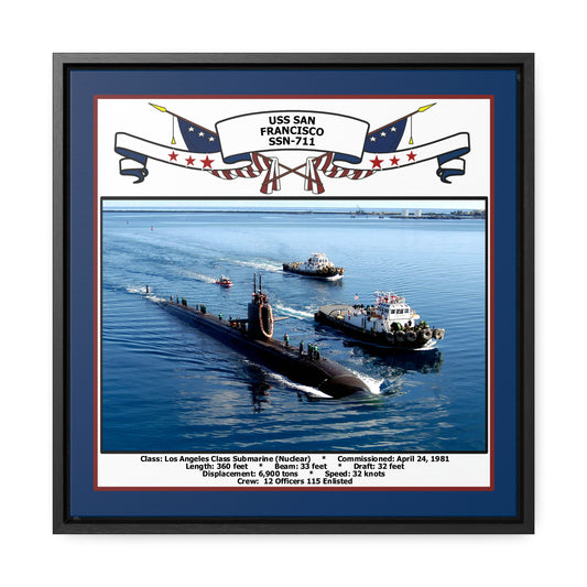 USS San Francisco SSN-711 Navy Floating Frame Photo Front View