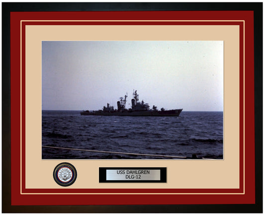 USS DAHLGREN DLG-12 Framed Navy Ship Photo Burgundy