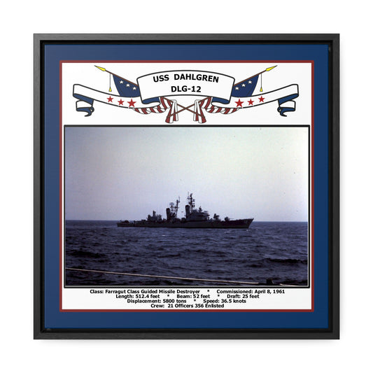 USS Dahlgren DLG-12 Navy Floating Frame Photo Front View