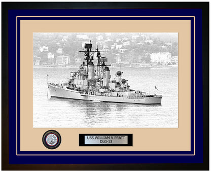 USS WILLIAM V PRATT DLG-13 Framed Navy Ship Photo Blue