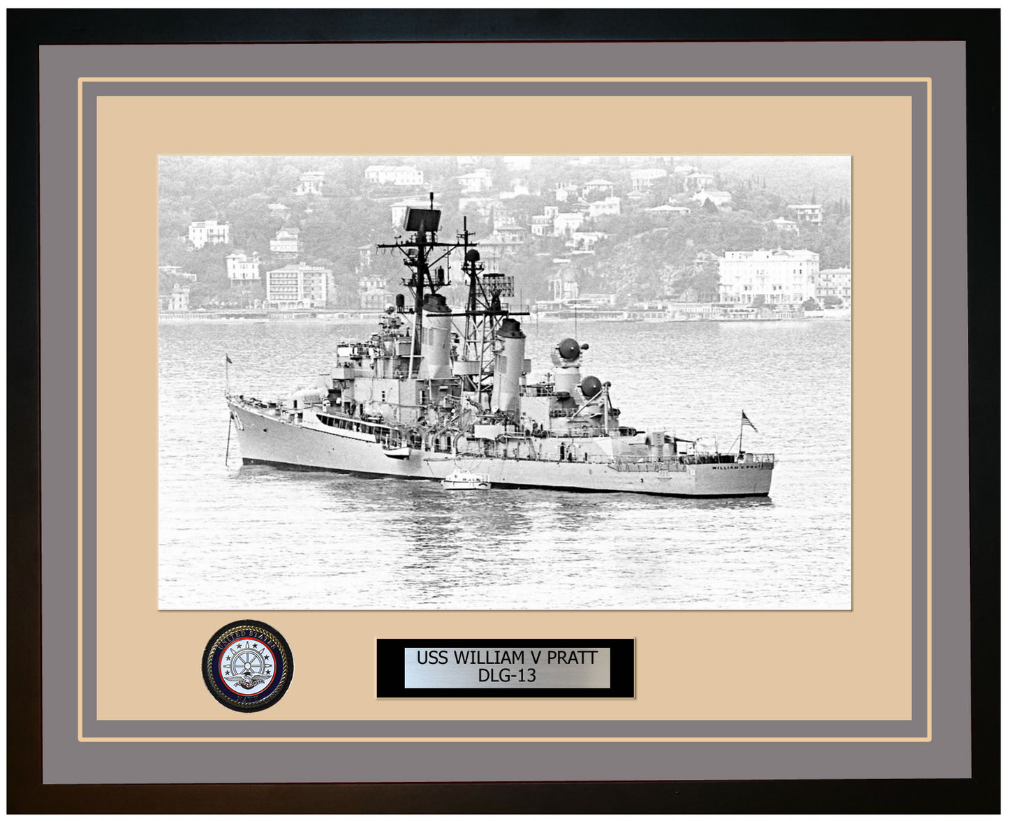 USS WILLIAM V PRATT DLG-13 Framed Navy Ship Photo Grey