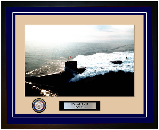 USS Atlanta SSN-712 Framed Navy Ship Photo Blue