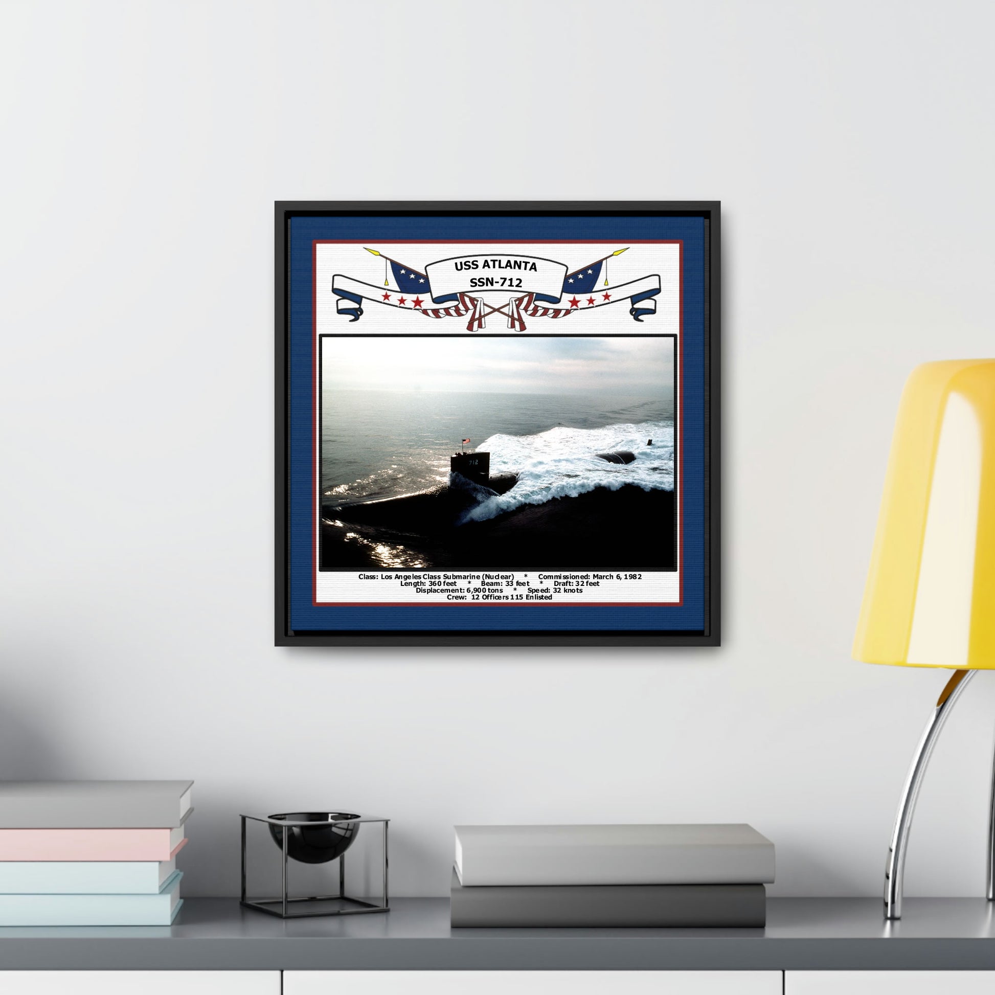 USS Atlanta SSN-712 Navy Floating Frame Photo Desk View