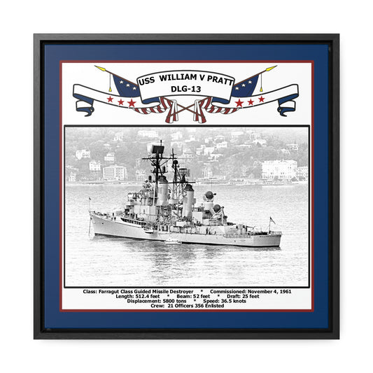 USS William V Pratt DLG-13 Navy Floating Frame Photo Front View