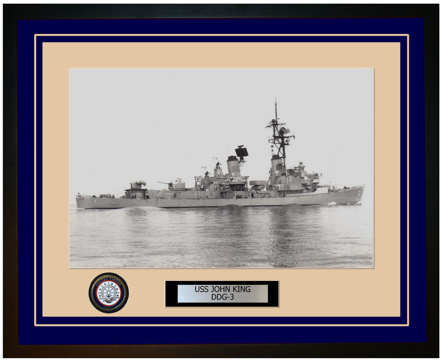 USS JOHN KING DDG-3 Framed Navy Ship Photo Blue