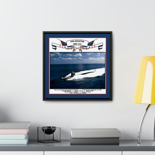 USS Houston SSN-713 Navy Floating Frame Photo Desk View