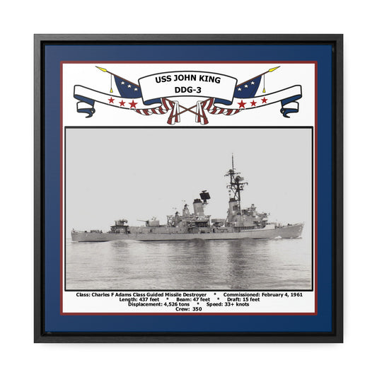 USS John King DDG-3 Navy Floating Frame Photo Front View