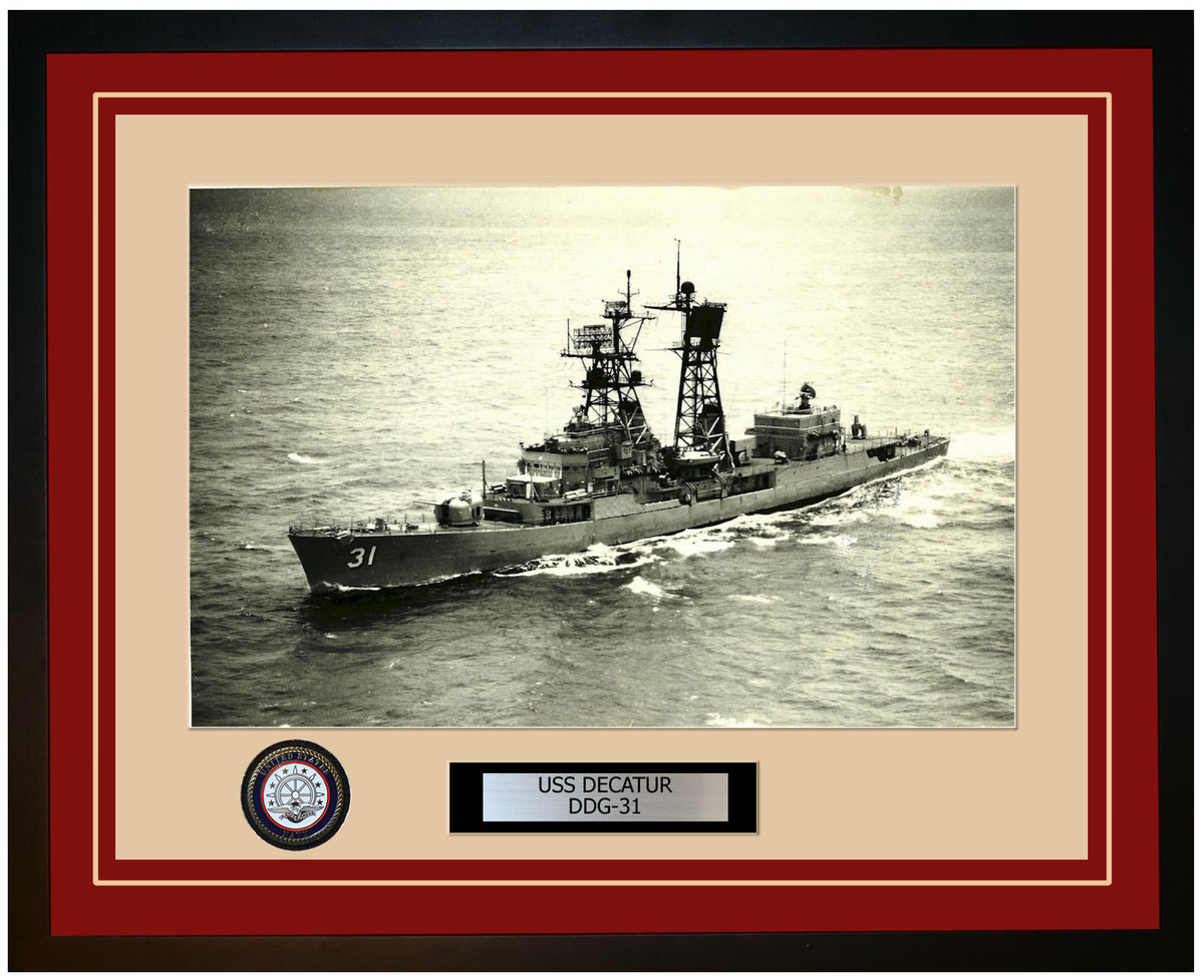 Uss Decatur Insignia USS DECATUR DDG-31 Framed Navy Ship Photo Burgundy – Navy Emporium