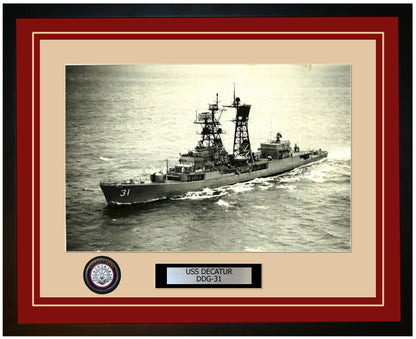 USS DECATUR DDG-31 Framed Navy Ship Photo Burgundy