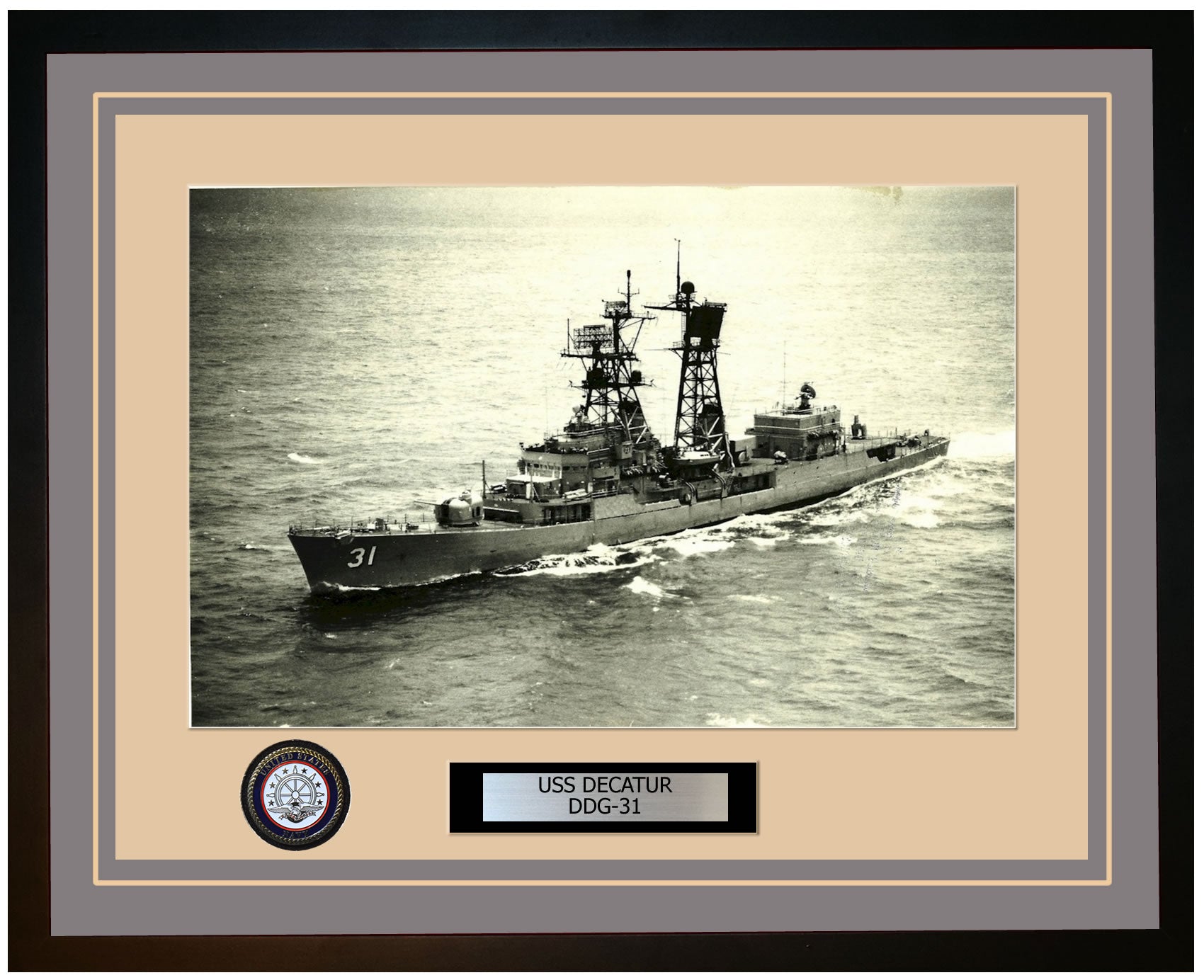 USS DECATUR DDG-31 Framed Navy Ship Photo Grey
