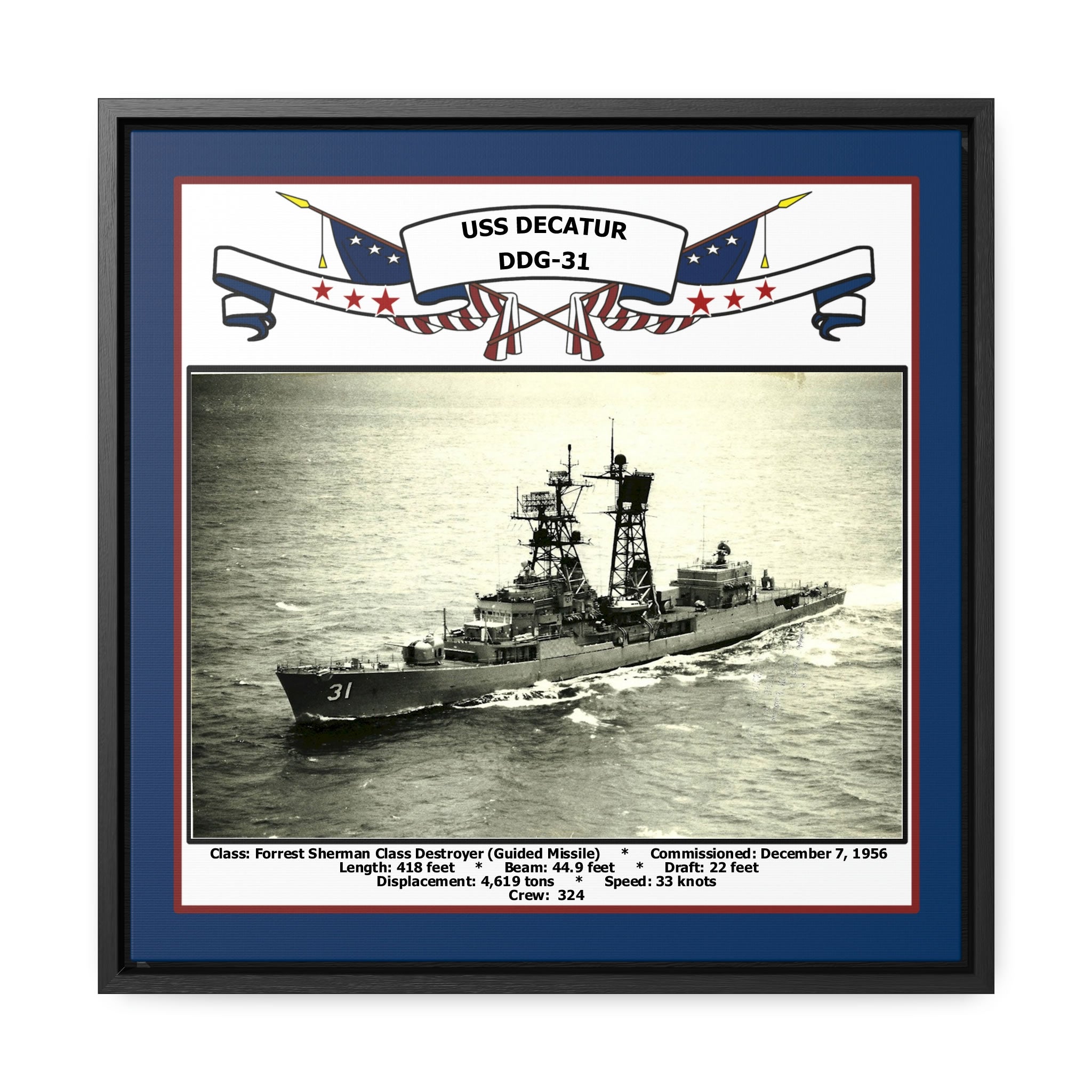 Uss Decatur Insignia USS Decatur DDG-31 Navy Floating Frame Photo – Navy Emporium