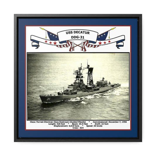 USS Decatur DDG-31 Navy Floating Frame Photo Front View