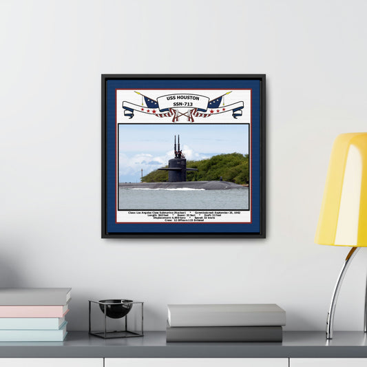 USS Houston SSN-713 Navy Floating Frame Photo Desk View